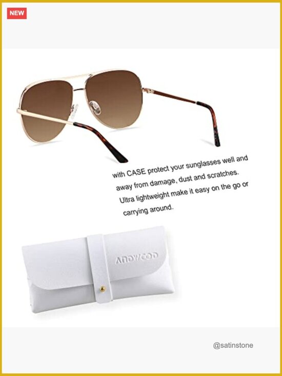 Oversized Aviator Sunglasses with UV Protection, Metal Frame